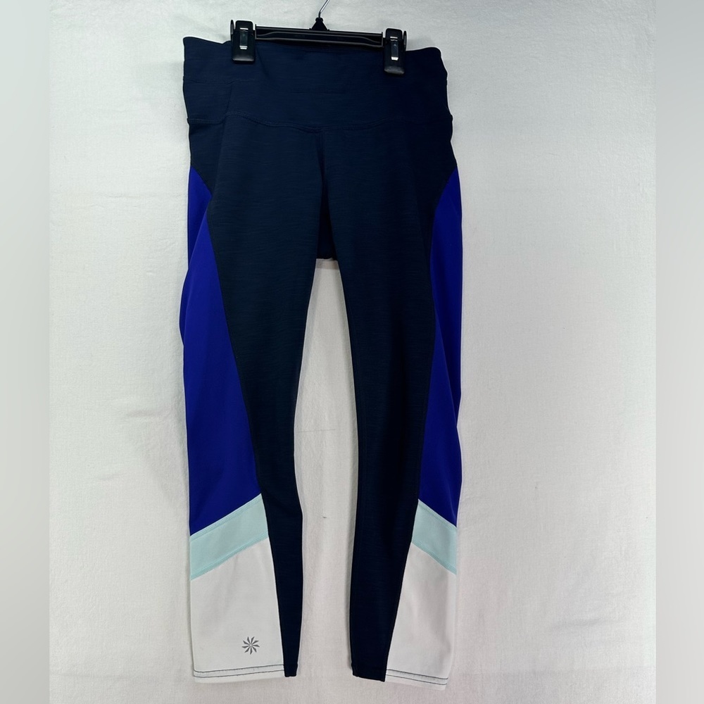 Athleta Leggings Womens Sz XXS Blue Color Block 7/8 Ankle Stretch